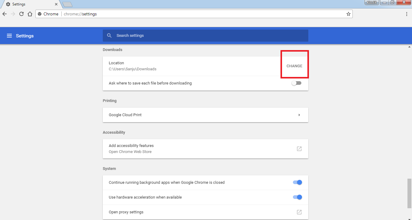 how to change google drive download location