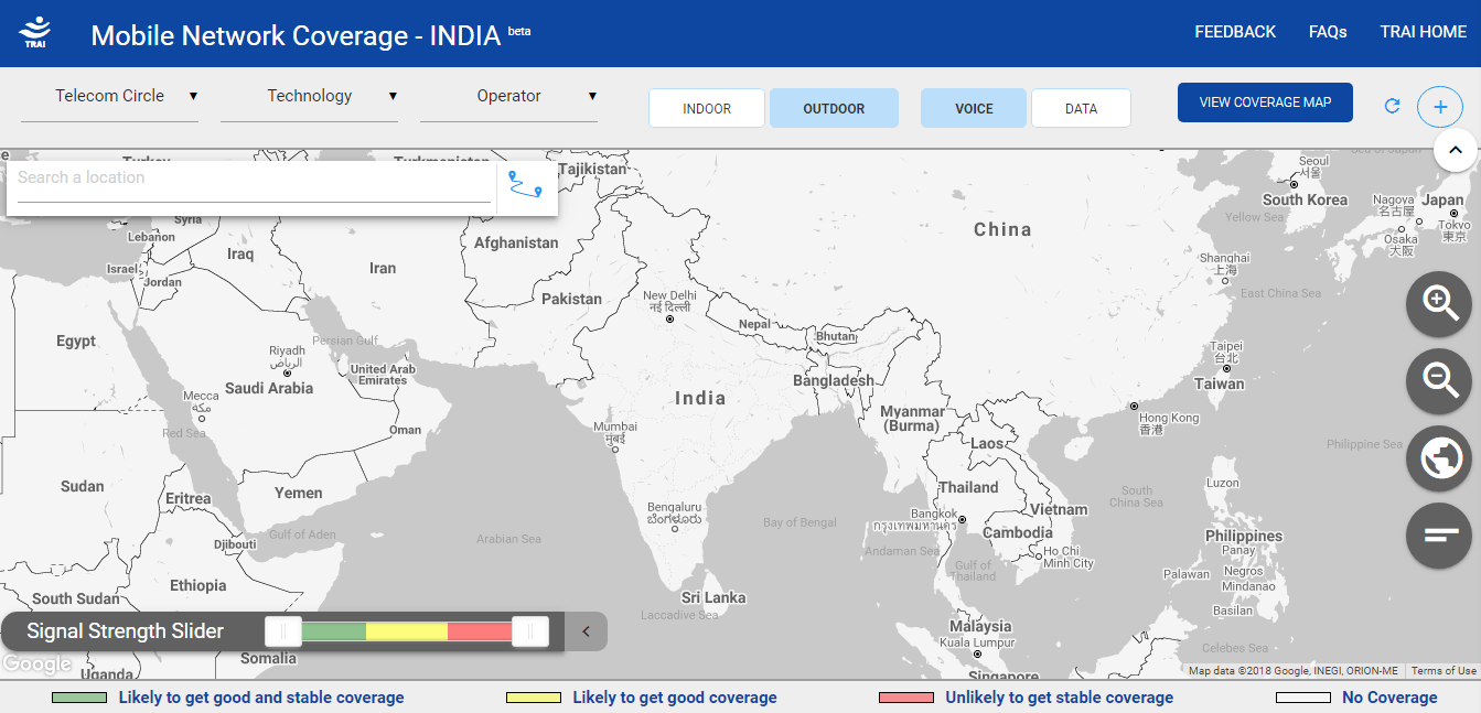 TRAI New Portal Mobile Network Coverage