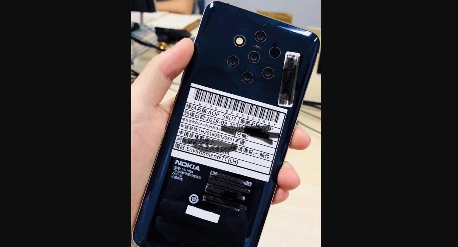 Nokia 9 Assembles 5 Rear Cameras