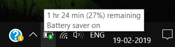 Battery Remaining Time in Windows 10 Indicator