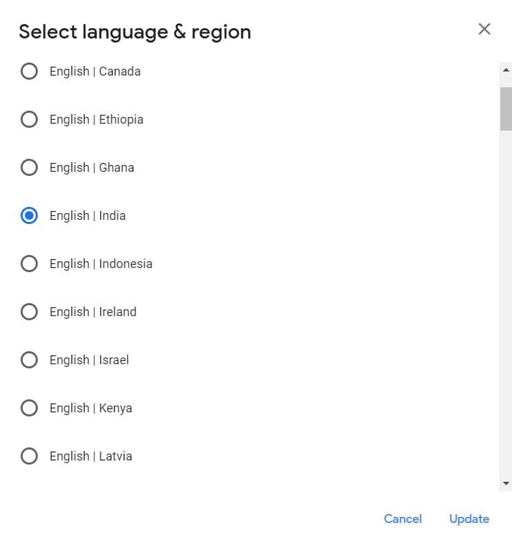 Google News Language and Region