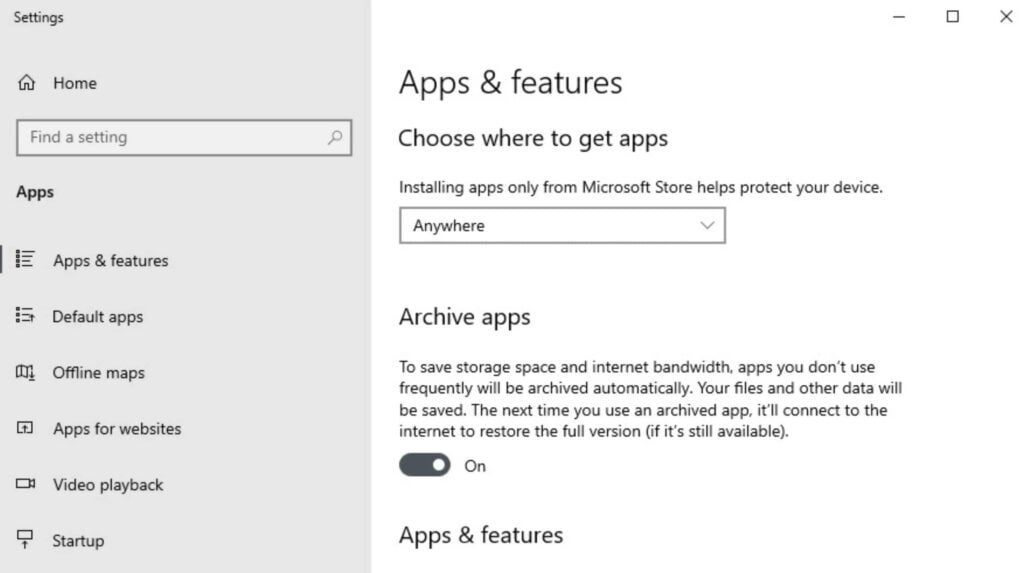 Windows 10 to save storage space with Archive Apps feature