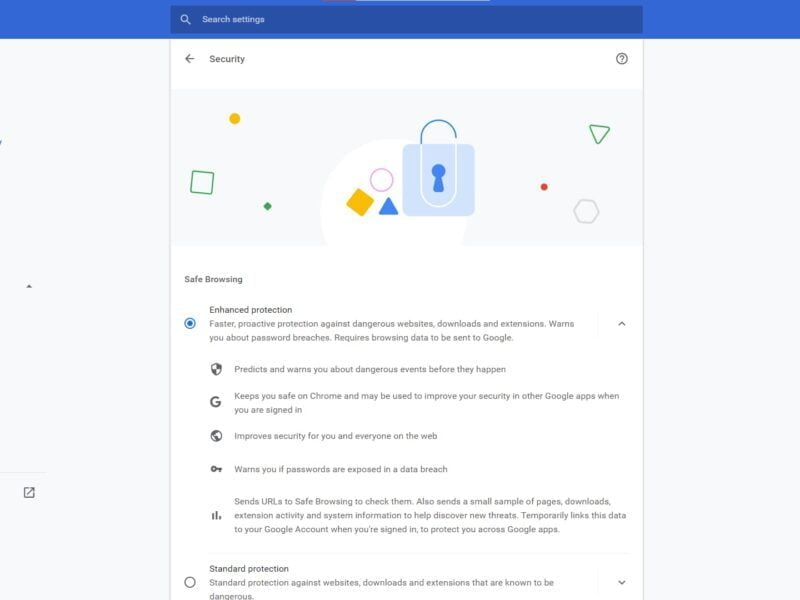 Google Chrome Enhanced Protection Feature
