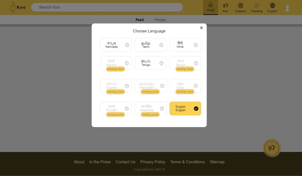 List of Languages Koo Supports