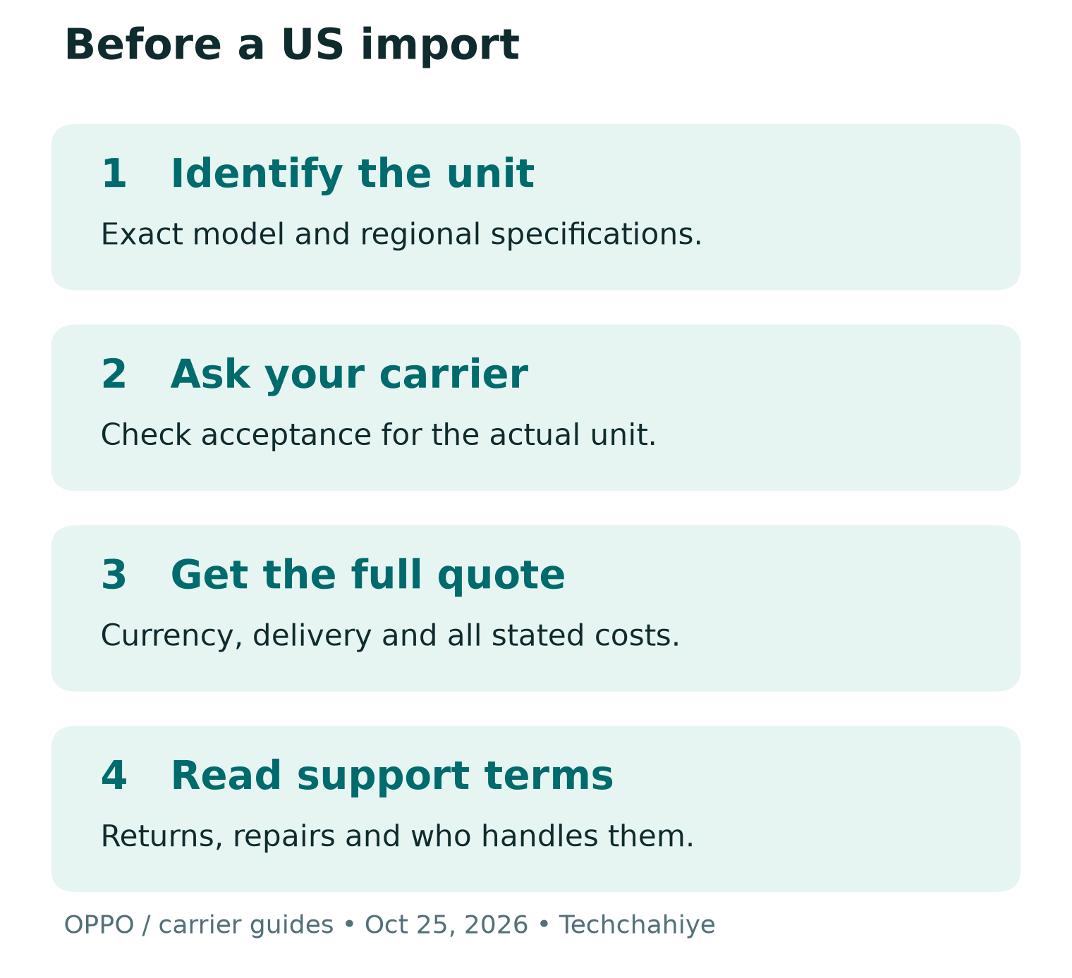 Four Find X10 US import checks: exact regional unit, carrier acceptance, full delivered quote and written support terms